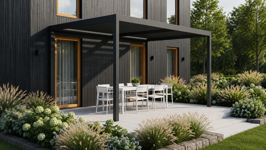 Wall Mounted 3M x 3M Louvered Aluminium Gazebo Pergola GazeboMate