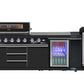 Kingsley 6-Burner Outdoor BBQ Kitchen + 188L Kegerator : Black Stainless Steel, Stone Bench, Fridge, Sink, Height Adjustable, Rotisserie with BBQ Cover