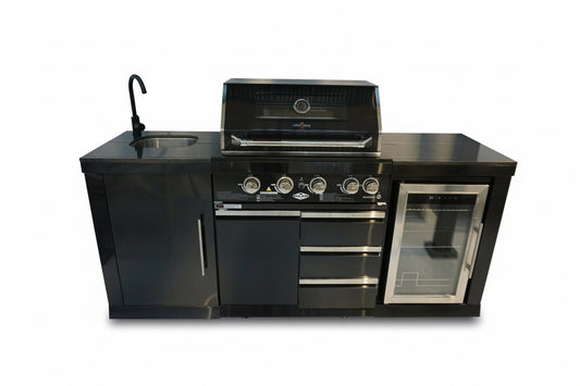 Floor stock 2M Kingsley 4 Burner Non Wok Black Stainless Steel BBQ Package