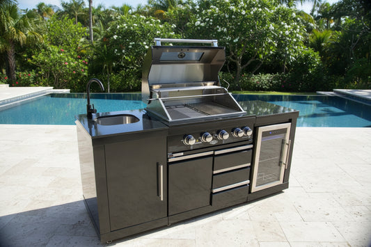 Floor stock 2M Kingsley 4 Burner Non Wok Black Stainless Steel BBQ Package