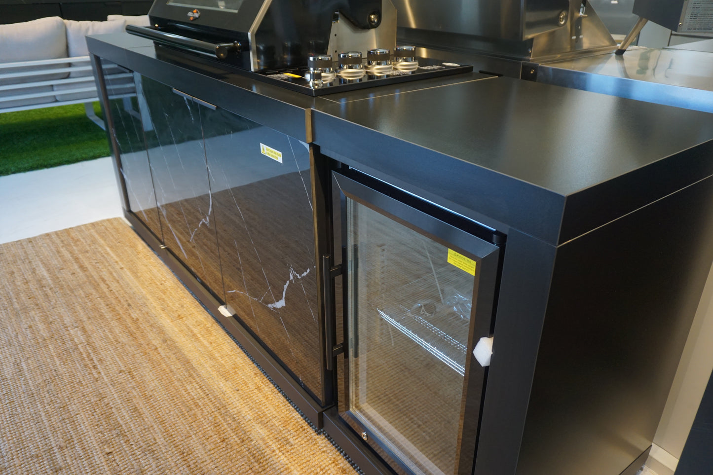 Compact Series Rockpool Summit Black 4B Drop In BBQ Inc sintered stone Benchtops, Aluminium Cabinets, Weather Resistant, Fridge & Sink