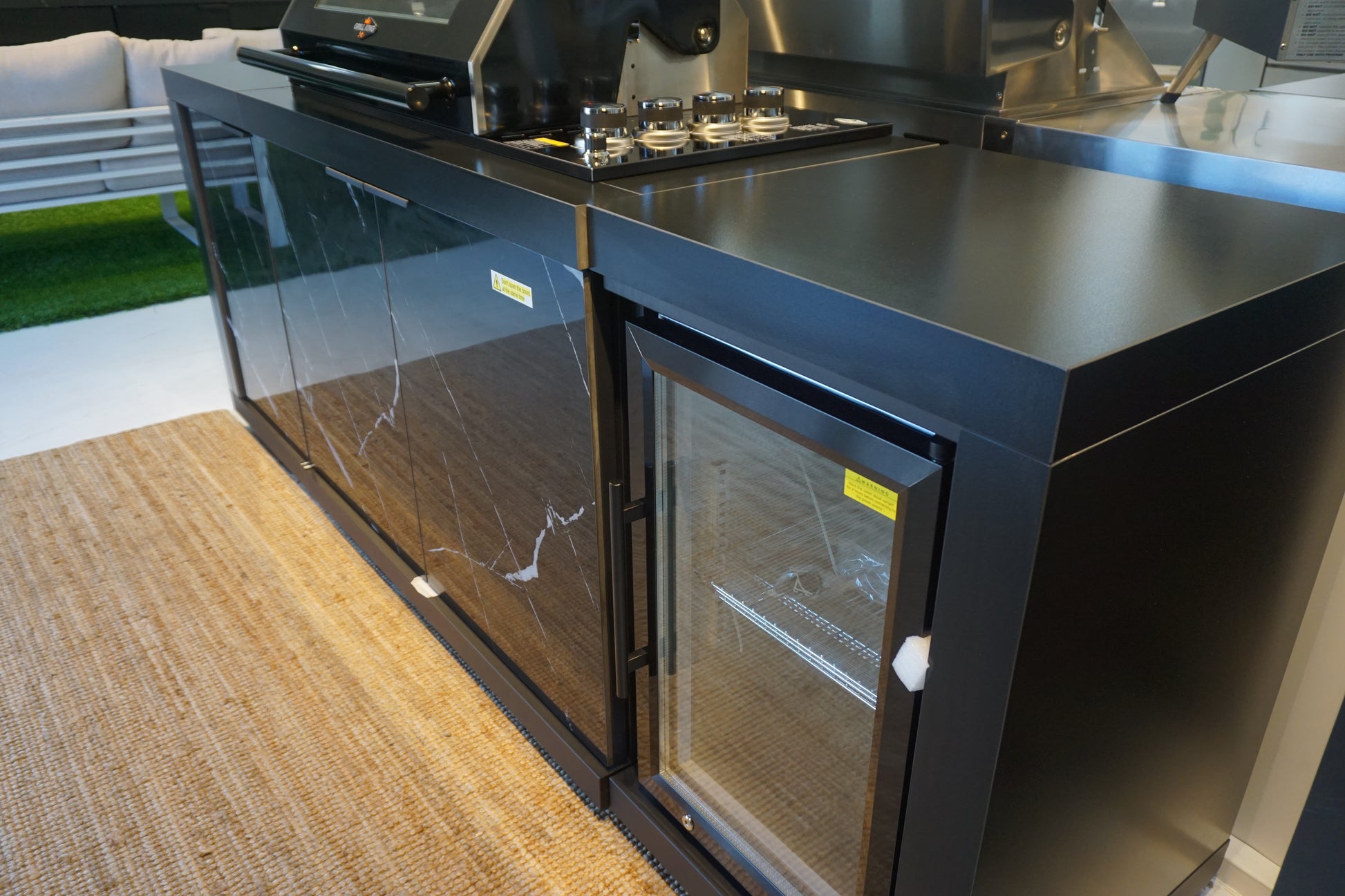 Compact Series Rockpool Summit Black 4B Drop In BBQ Inc sintered stone Benchtops, Aluminium Cabinets, Weather Resistant, Fridge & Sink