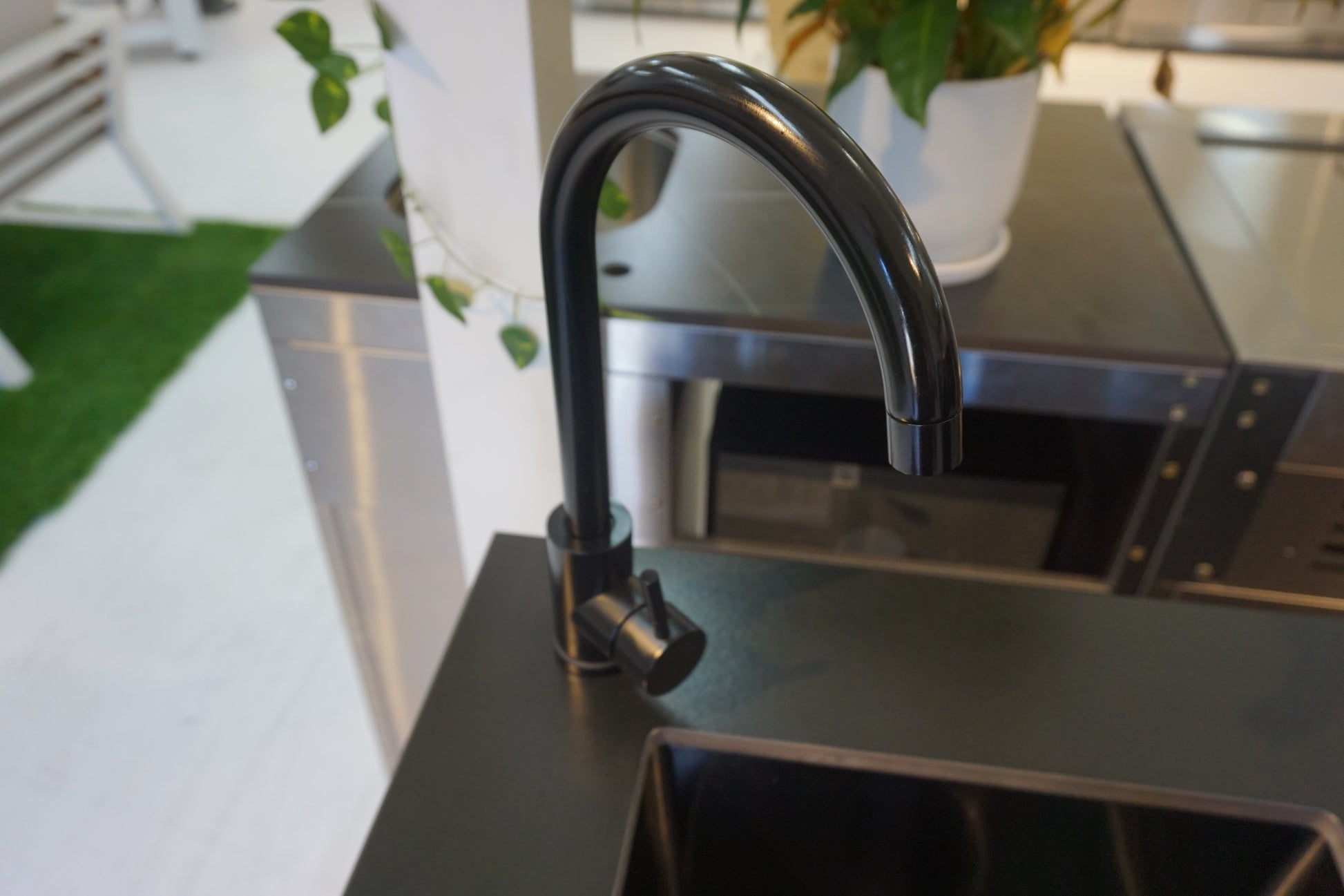 Compact Series Rockpool Summit Black 4B Drop In BBQ Inc sintered stone Benchtops, Aluminium Cabinets, Weather Resistant, Fridge & Sink