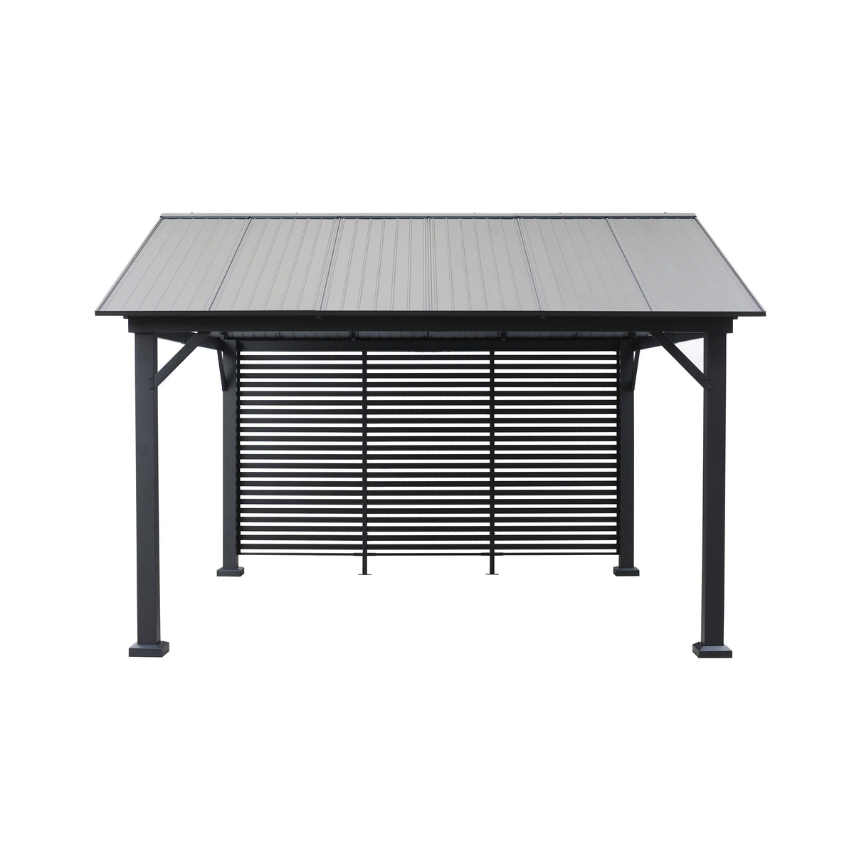 ALUMINA 3.65x3.65m Patio Pergola Galvanized steel post, Wall-Mounted Aluminium, inlet & roof