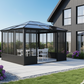 Elite Aluminium Black PC Garden Sunroom House 3x3.65m With window screen Polycarbonate Board roof