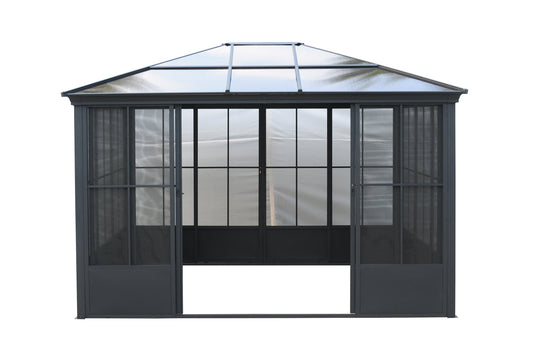 Elite Aluminium Black PC Garden Sunroom House 3x3.65m With window screen Polycarbonate Board roof