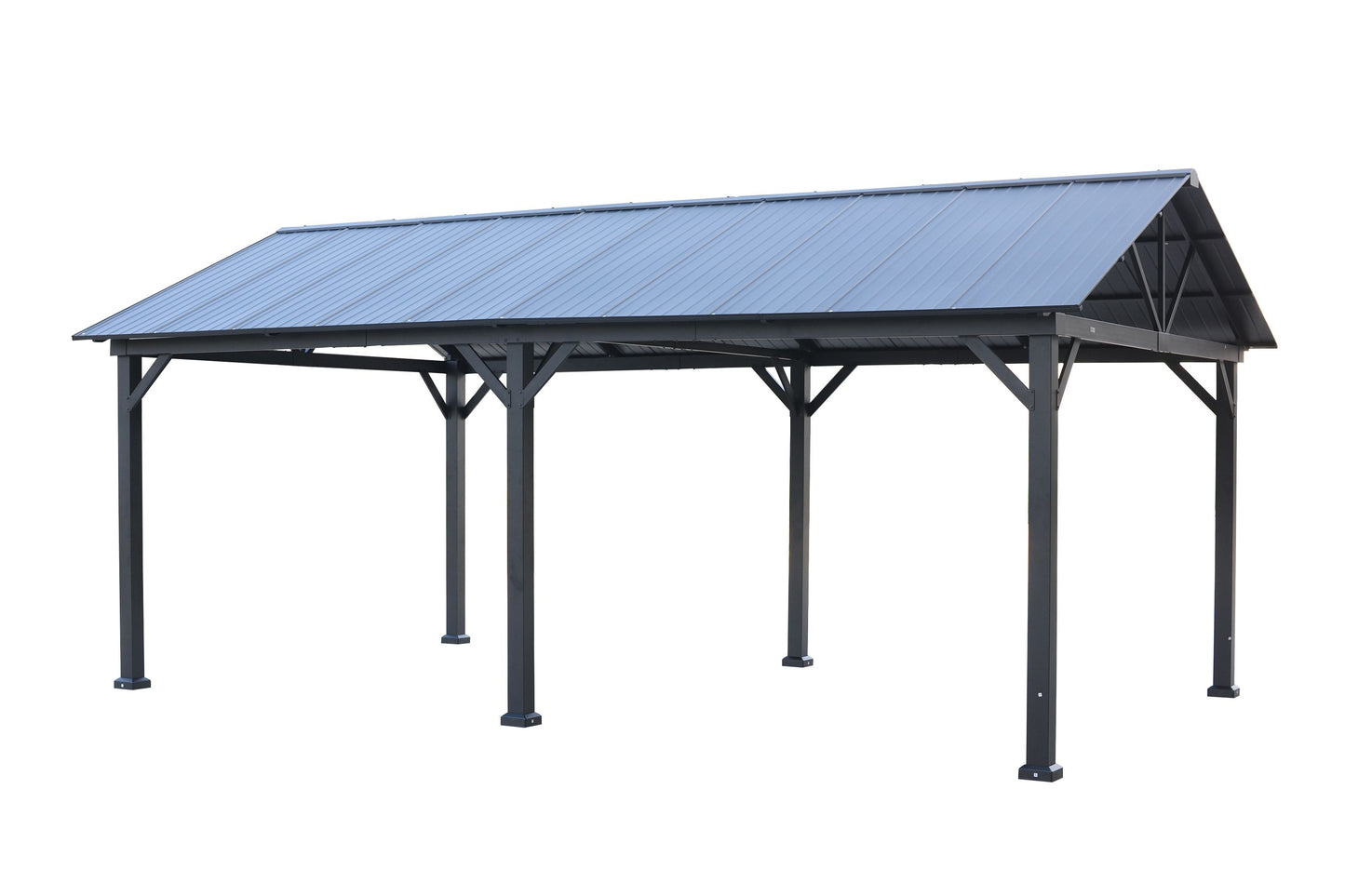 GazeboMate 3.66m x 6.1m  Galvanized Steel Hardtop Gazebo with Sleek Aluminum Legs | Black Powdercoated