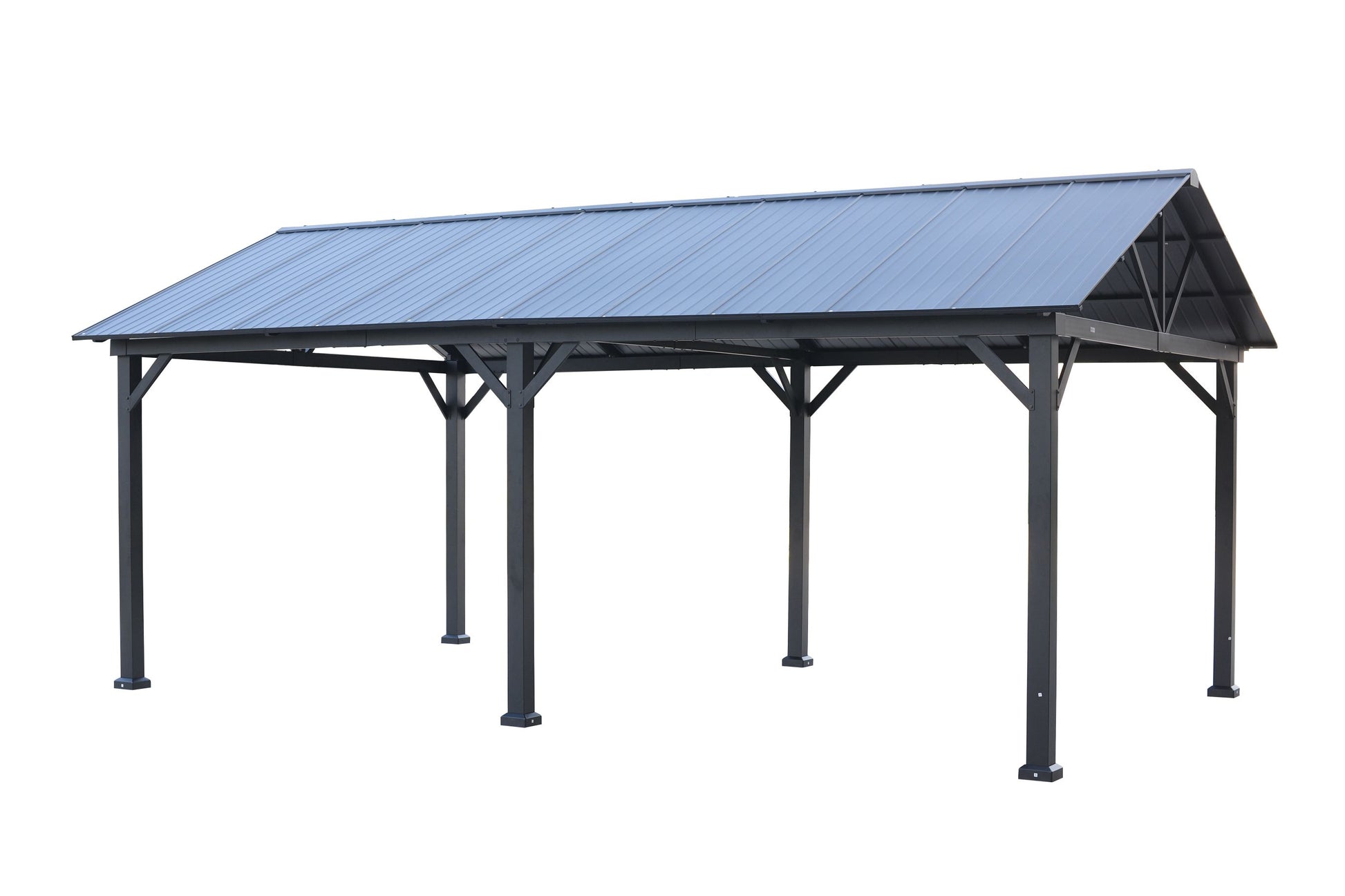 GazeboMate 3.66m x 6.1m Galvanized Steel Hardtop Gazebo with Sleek Aluminum Legs | Black Powdercoated