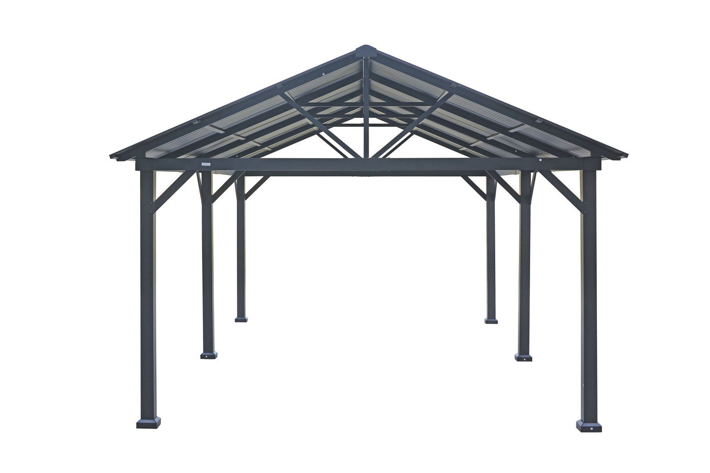 GazeboMate 3.66m x 6.1m Galvanized Steel Hardtop Gazebo with Sleek Aluminum Legs | Black Powdercoated