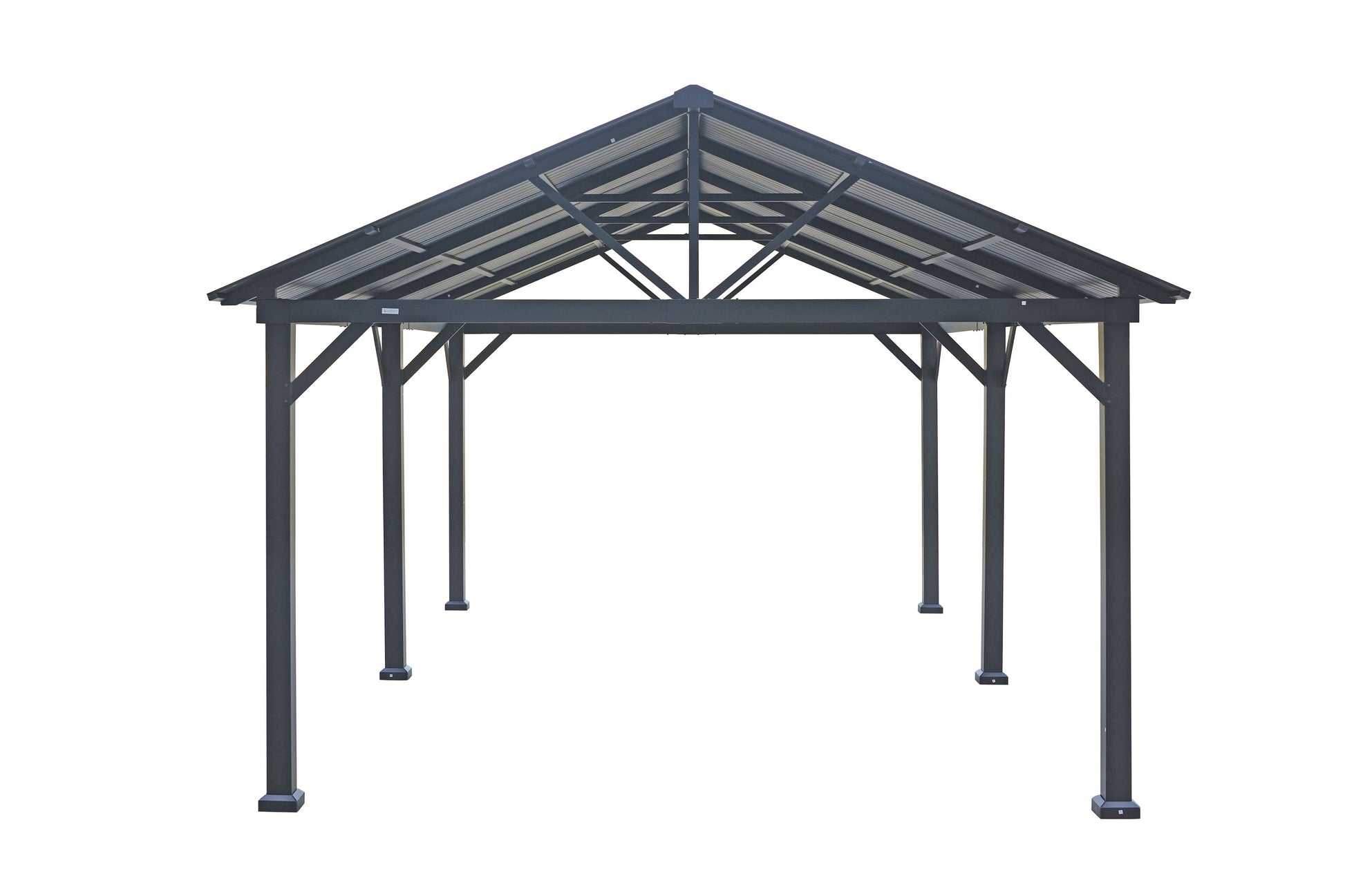 GazeboMate 3.66m x 6.1m Galvanized Steel Hardtop Gazebo with Sleek Aluminum Legs | Black Powdercoated