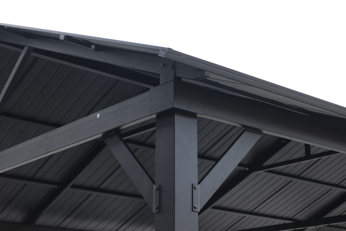 GazeboMate 3.66m x 6.1m Galvanized Steel Hardtop Gazebo with Sleek Aluminum Legs | Black Powdercoated