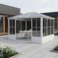 Elite Aluminium WHITE Garden Sunroom House 3x3.65m With window screen Polycarbonate Board roof