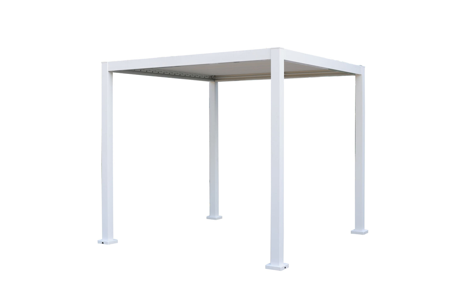 GazeboMate 2.4x2.4M White Semi Permanent Louvred Gazebo Heavy Duty Wind Resistant