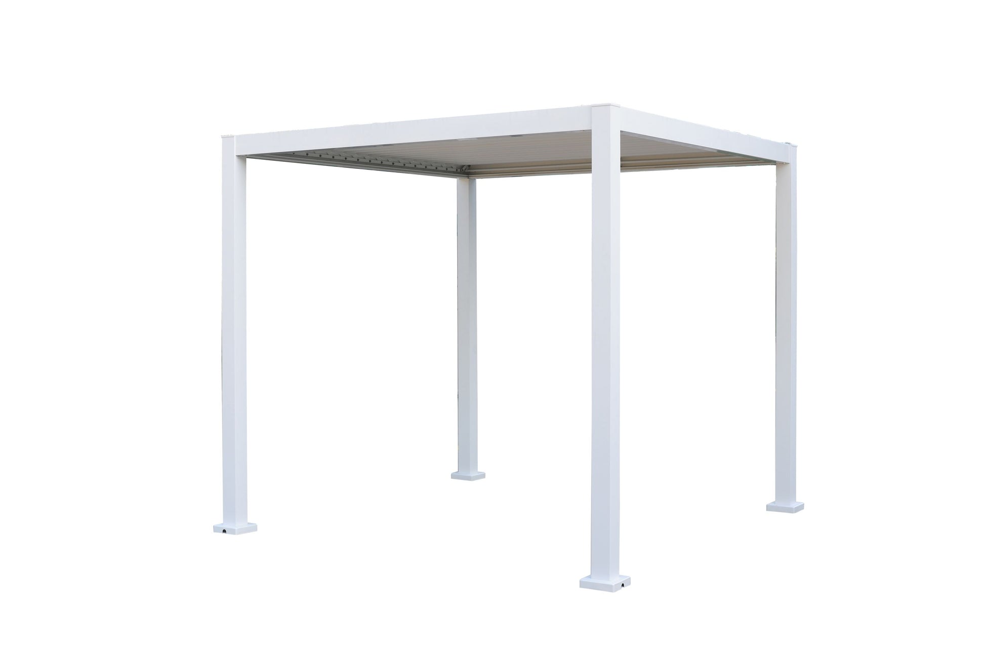 GazeboMate 2.4x2.4M White Semi Permanent Louvred Gazebo Heavy Duty Wind Resistant