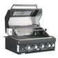 4 Burner Built In BBQ Package Inc Non Wok 4B Black Stainless Steel Built In BBQ + 1DR Sink & 2DR Fridge