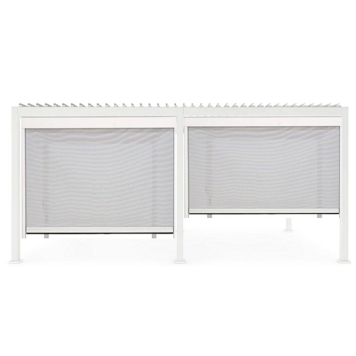 Retractable Pulldown Privacy Screen In White Suits 3.6M x 7.2M GazeboMate Louvre Gazebo Pergola