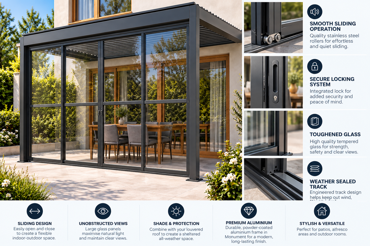 GazeboMate 3m × 4m Wall-Mounted Aluminium Louvered Pergola – Privacy Screen & Wall Options