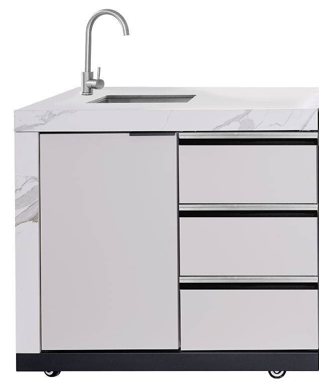 LHS SINKDRAW MODULE | Rockpool White Raised Hood BBQ Kitchen
