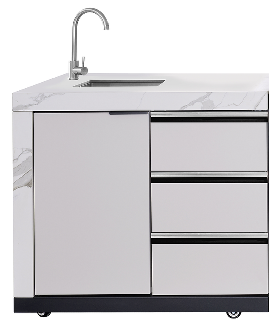 LHS SINKDRAW MODULE | Rockpool White Raised Hood BBQ Kitchen