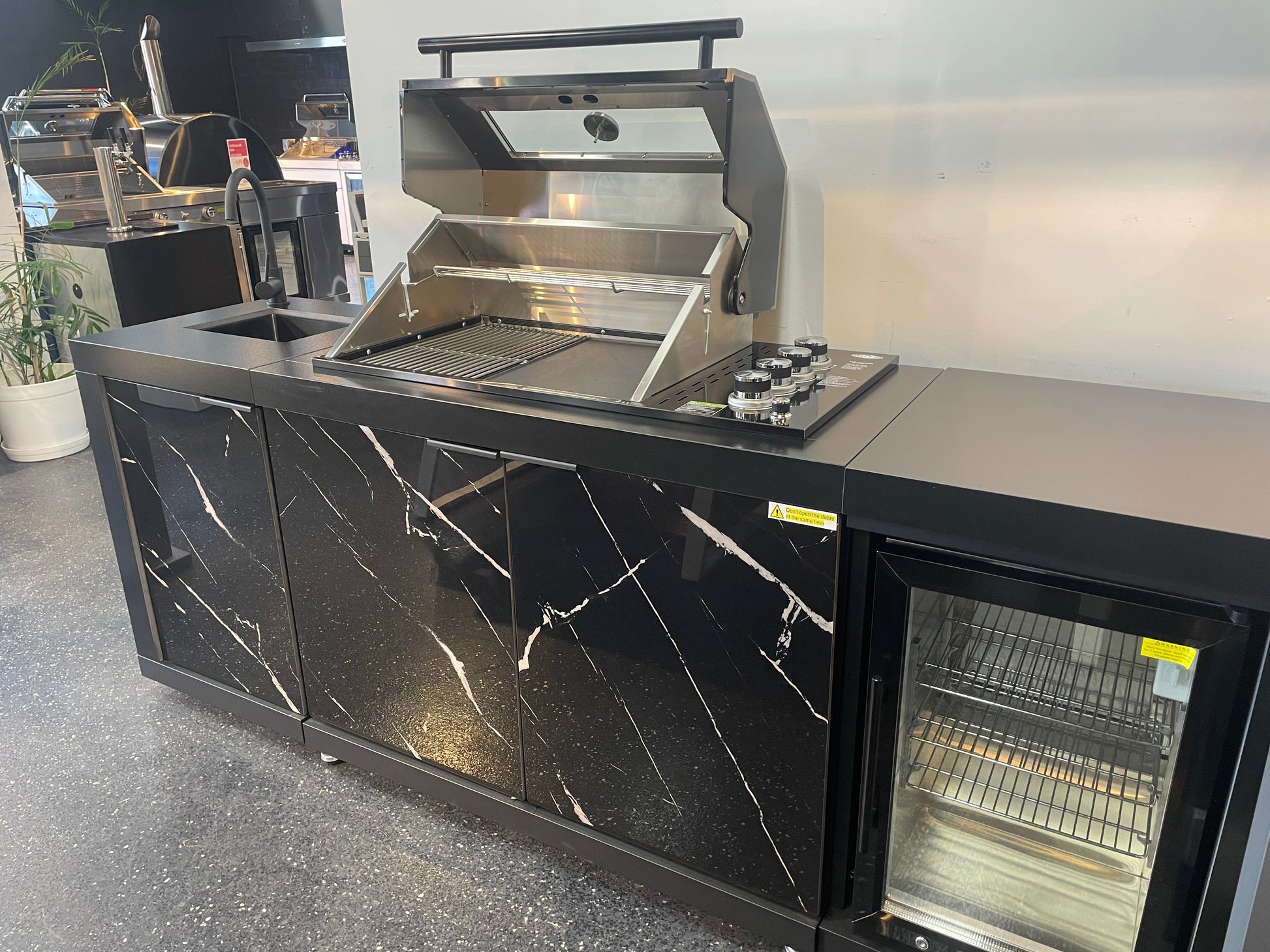Floor Stock Compact Series Rockpool Summit Black 4B Drop In BBQ with Fridge & Sink