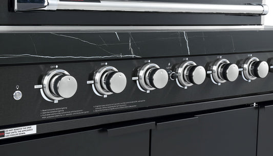 Rockpool Black 4B + Wok: Designer Outdoor BBQ Kitchen Package Inc Fridge, Storage Cabinet, Rear Infrared