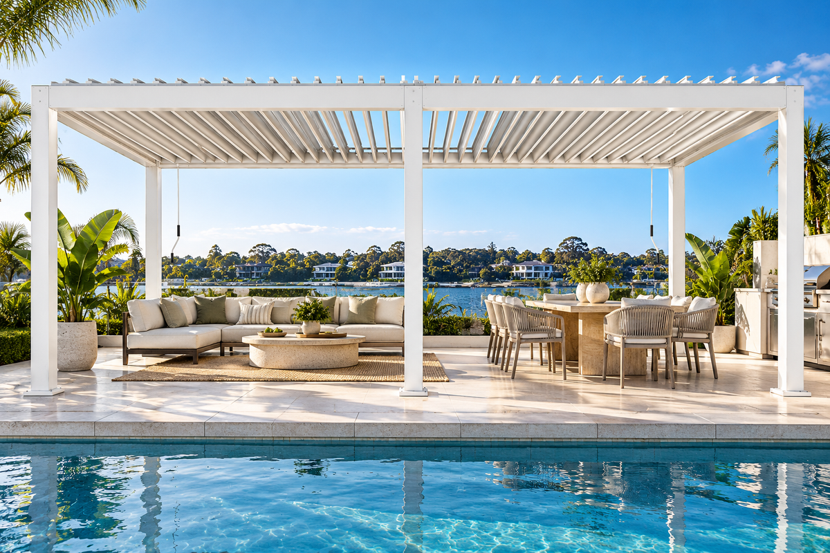 GazeboMate 3m × 6m Monument Aluminium Louvered Gazebo – Adjustable Roof Pergola
