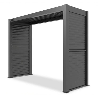 test rey 1 GazeboMate BBQ Shelter – Freestanding Aluminium Louver Roof with LED Lighting & Privacy Blind