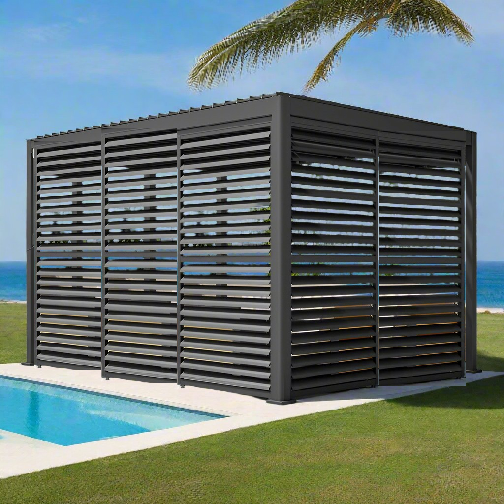 3m GazeboMate Louvered Gazebo Combo Deal – Monument | Aluminium Pergola + Sliding Louvered Shutter Wall