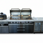 Floor Stock Element Twin-Hood Outdoor BBQ Kitchen with Kamado Smoker, Fridge, Sink, Rotisserie