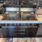 Floor Stock Element Twin-Hood Outdoor BBQ Kitchen with Kamado Smoker, Fridge, Sink, Rotisserie