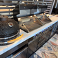 Floor Stock Element Twin-Hood Outdoor BBQ Kitchen with Kamado Smoker, Fridge, Sink, Rotisserie