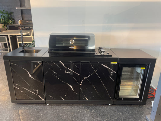 Floor Stock Compact Series Rockpool Summit Black 4B Drop In BBQ with Fridge & Sink