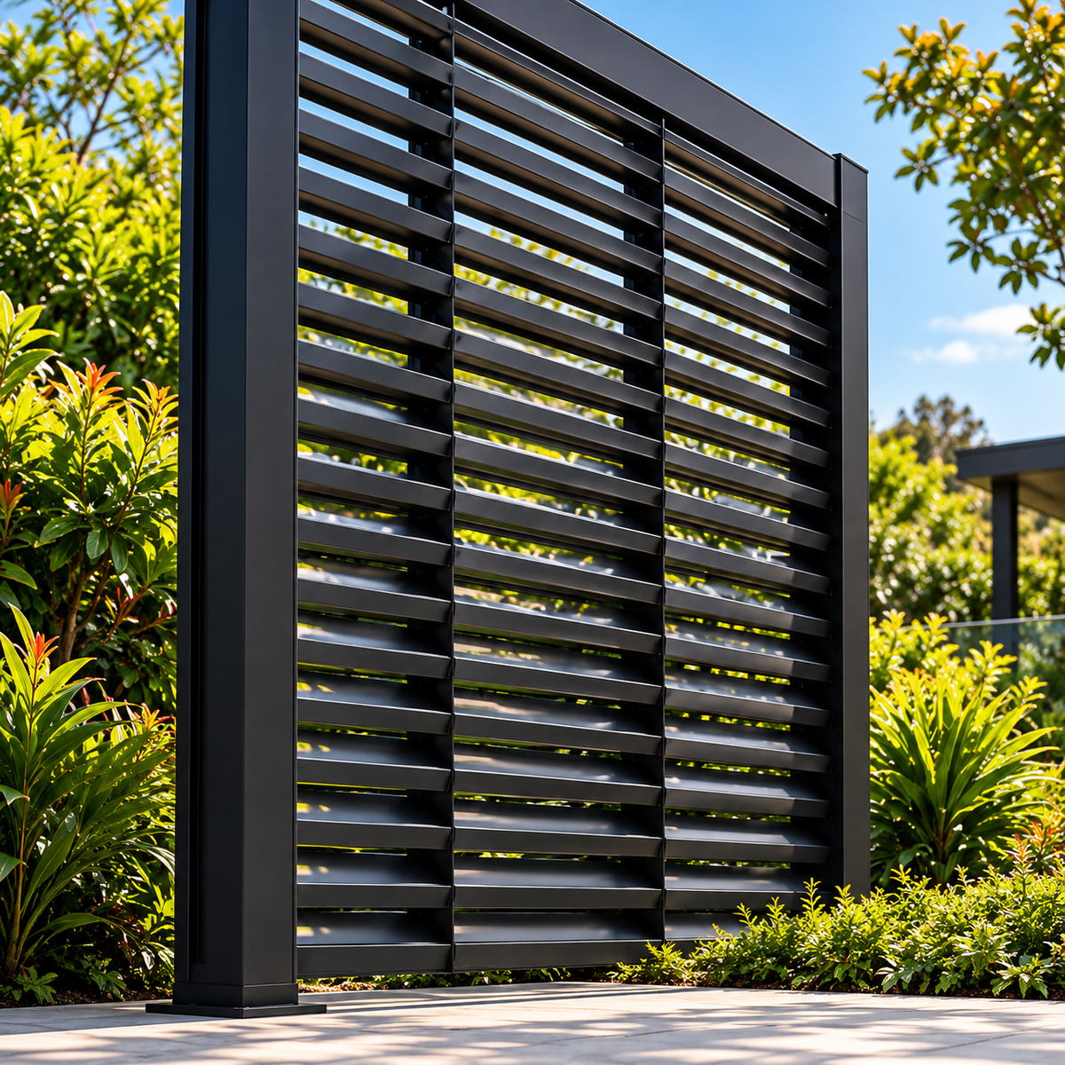 GazeboMate Louvered Gazebo + Aluminium Privacy Side Wall – Monument Charcoal