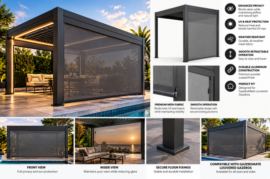 GazeboMate Retractable Privacy Screen – Monument | 2.4m, 3m, 4m & 5m