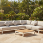 ARI Ralph White Hampton Corner Set - Outdoor Aluminium & Acacia Modular Corner Lounge White Aluminium Whether Resistant White Fabric White