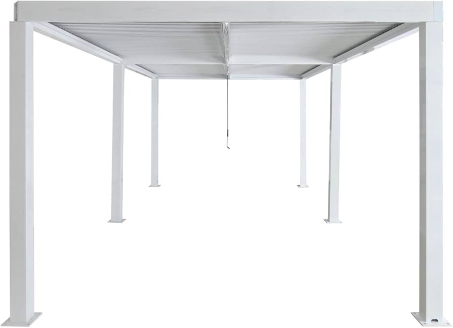 Wall Mounted 4M x 6M Semi Permanent Louvered Gazebo Monument Aluminium Heavy Duty Wind Resistant