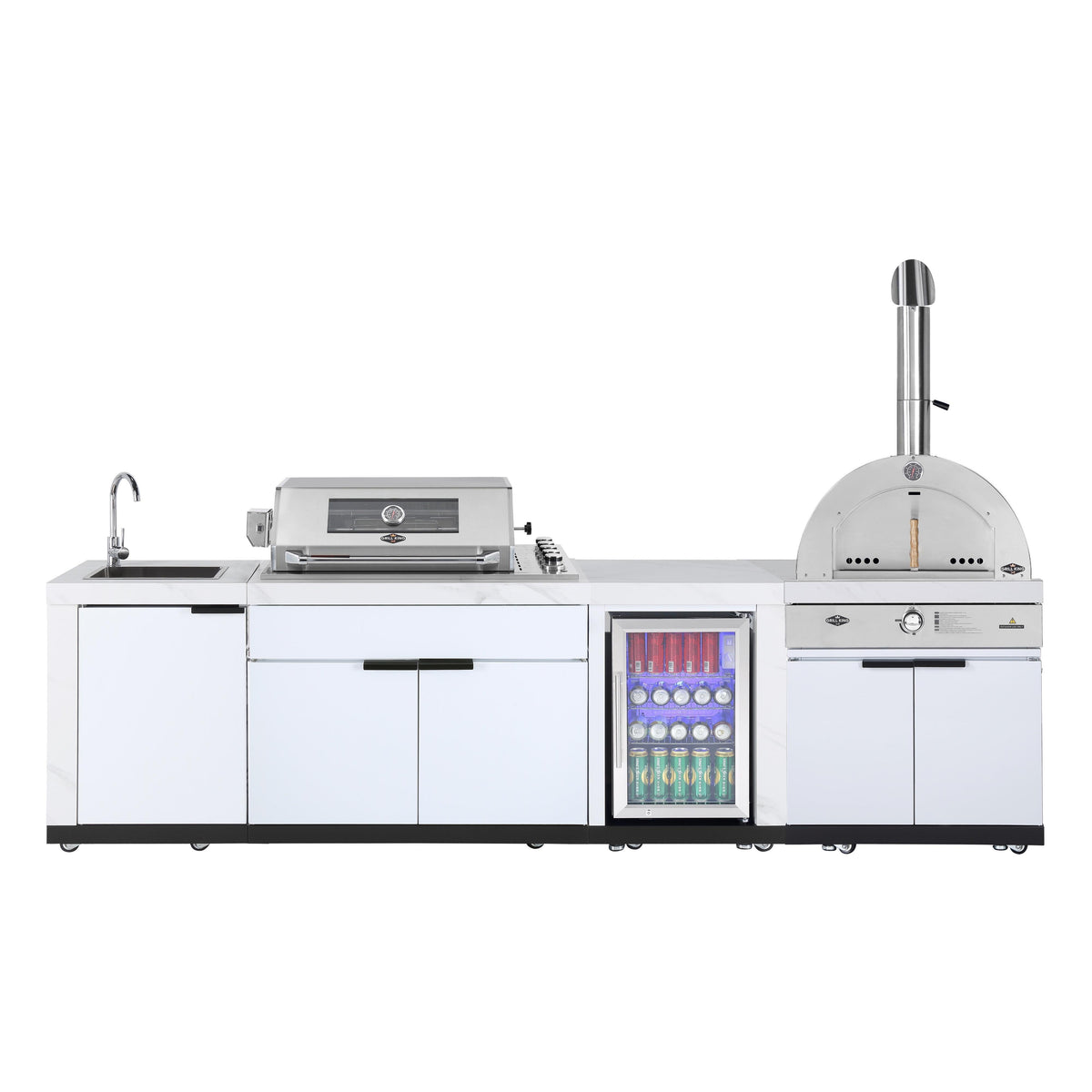 Grill King 4B Drop In Gas BBQ, 1DR Sink, 1DR Fridge & Gas Pizza Oven March Madness Deal