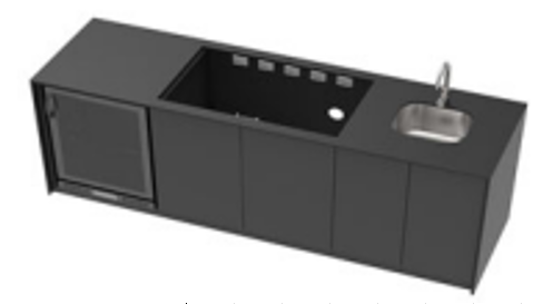 Grill King Signature Series Outdoor BBQ Kitchen Package | Black Stone, Aluminium Cabinet Finish Inc Grill King 6B Built-In BBQ + Rotisserie