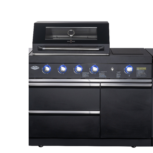 Black Felix 4B + Wok Designer BBQ Kitchen (BBQ Only Fridge Sink Sold Separate)