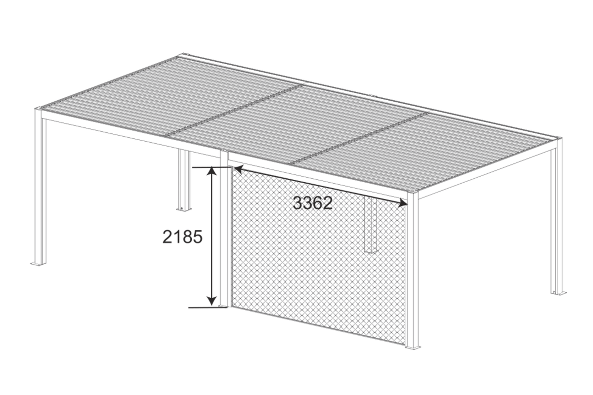 GazeboMate 3.6m × 7.2m White Aluminium Louvered Gazebo – Adjustable Roof Pergola dimensions drawing