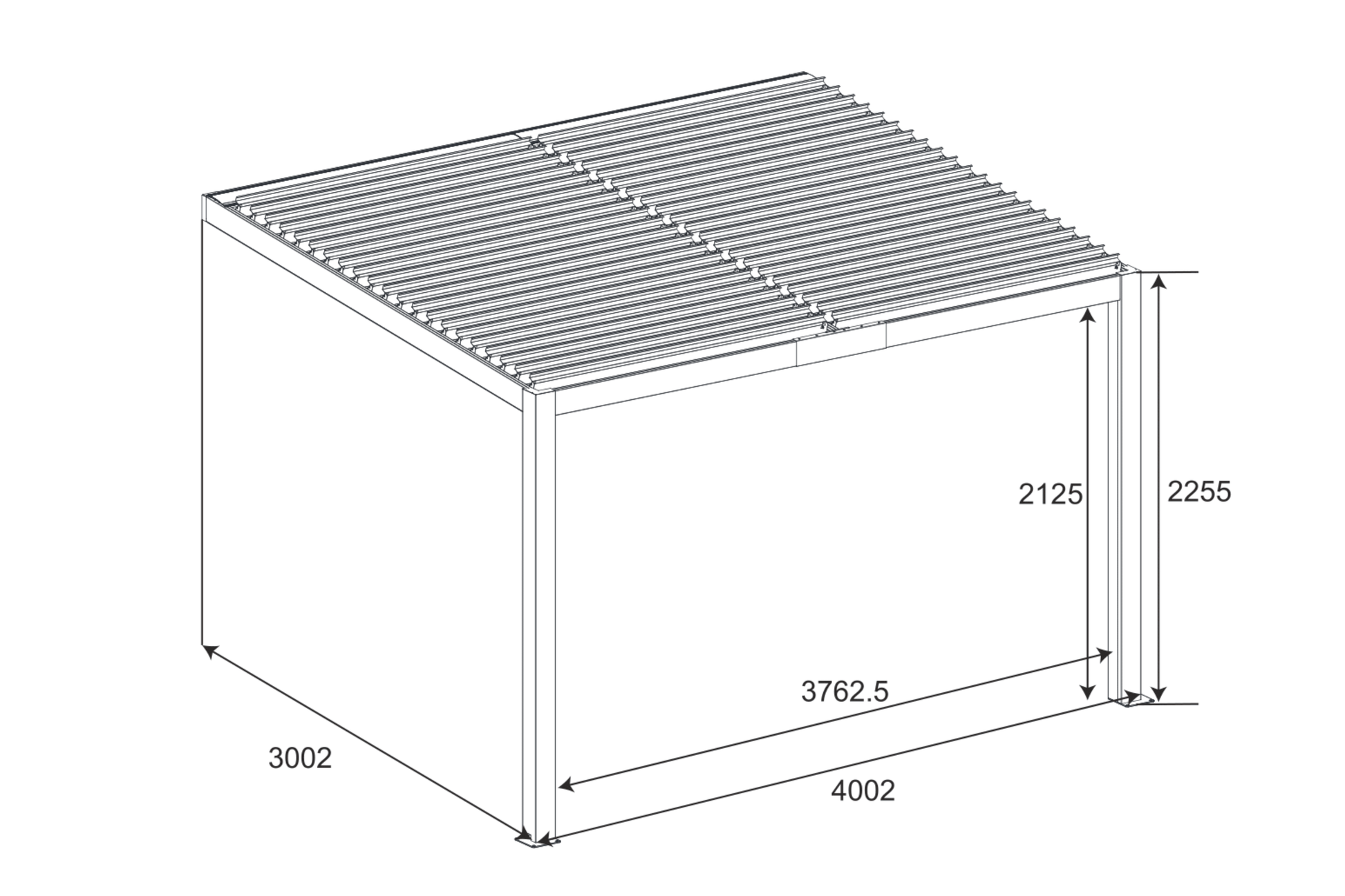 Wall Mounted 3x4M Louvered Gazebo Aluminium Pergola Monument Heavy Duty Wind Resistant