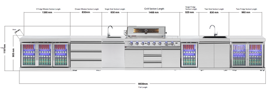 HURRICANE BBQ Kitchen 1-Door Fridge Module – Stainless Steel, Tropical Rated