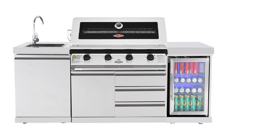 304 Stainless Steel BBQ Kitchen Suits Beef Eater 5 Burner 1200, Fridge And Sink Outdoor BBQ Kitchen Package