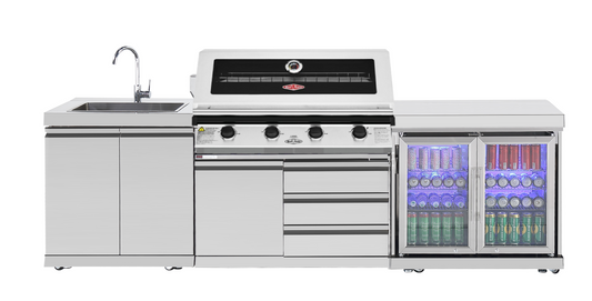 304 Stainless Steel BBQ Kitchen Suits Beef Eater 5 Burner 1200, Fridge And Sink Outdoor BBQ Kitchen Package