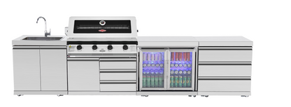 test rey 1 304 Stainless Steel BBQ Kitchen Suits Beef Eater 5 Burner 1200, Fridge And Sink Outdoor BBQ Kitchen Package