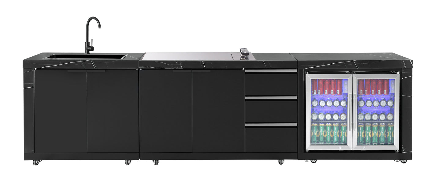 Rockpool 4B Drop In BBQ Kitchen Inc sintered stoneBenchtops, Aluminium Cabinets, Weather Resistant, Fridge & Sink