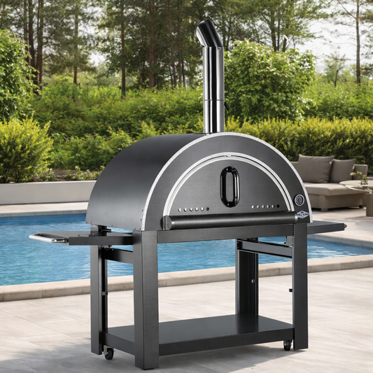 Black 30 Inch Charcoal Pizza Oven Outdoor In Black Stainless Steel Artisan Wood-Fired Charcoal Pizza Bread Oven BBQ Grill