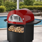 Grill King Hybrid Gas & Wood-fire 30” Pizza Oven, Heavy Duty Black Stainless Steel, Side & Front Bench