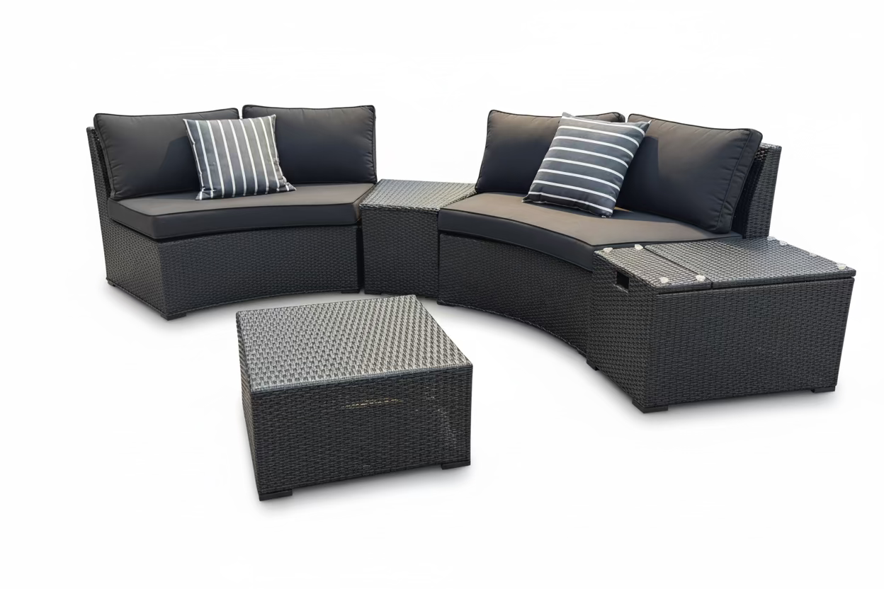 FLOOR STOCK CLEARANCE – KABUL Rattan Half Moon Sofa Set (As Displayed)