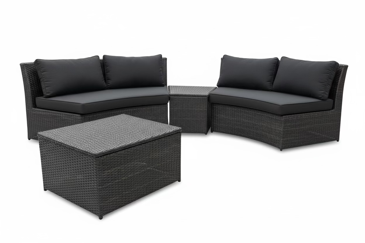 FLOOR STOCK CLEARANCE – KABUL Rattan Half Moon Sofa Set (As Displayed)